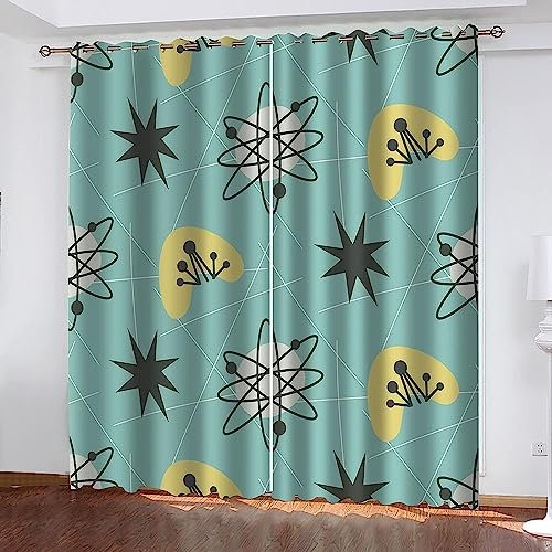 Vorhang Blickdicht Ösen Thermo Verdunkelungs Polyester Gardinen 2 Stück 3D Grüner Geometrischer Druck Für Schlafzimmer Wohnzimmer Kinder Oder Babyzimmer 280 B X 300 H Cm - Bedruckte Verdunkel-8T4J9D4P