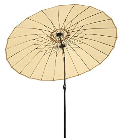 2,7 m runder Gartenschirm im orientalischen Design, mit Kurbel-Kippmechanismus, wasserdicht, Terrassenschirm, 18 Rippen für Markttischschutz