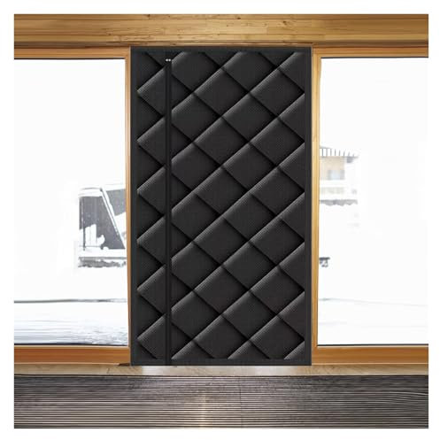 YXEHZ Thermo Türvorhang Kälteschutz Winter Verdickter Türvorhang Magnet Wärmeschutzvorhang Geeignet für Wohnzimmer, Schlafzimmer, Balkon, Schwarz(1x2.4m)