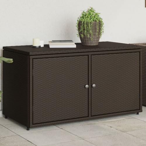 Xichuzi Gartenschrank Braun 110x55x60,5 cm Poly Rattan, Geräteschuppen, Gerätehaus, Wetterfest, Outdoor Schrank, Gartenhausschränke, Terrassenschrank - 365568