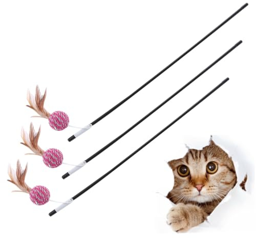 SUPVOX 3pièces Jouet pour Chat Plume Set de Bâtonnets Interactifs Accessoires pour Chats et Chatons Couleur Aléatoire