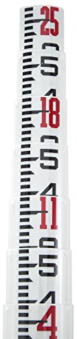AdirPro Surveyor's Oval Shaped Fiberglass Leveling Rod 25' (Feet/Tenths) With Carrying Bag