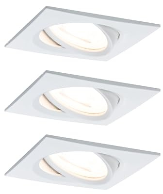 Paulmann 93472 LED Einbauleuchte 3-Step-Dim Nova Basisset schwenkbar eckig 84x84 mm 50° GU10 3x6,5W 3x460lm 230V dimmbar 2700K Weiß matt
