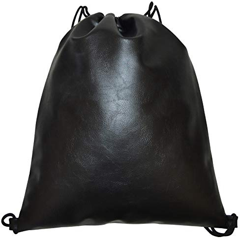 thb Richter Turnbeutel Robust Kunstlederbeutel Stabil Rucksack Beuteltasche aus Kunstleder mit Kordel Hochwertig Weich Einfarbig Uni Schwarz Sportbeutel Gymsack Sport Tasche Sack Beutel Hipster
