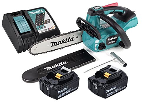 Makita DUC 254 RG - Motosierra con batería (18 V, 25 cm, sin escobillas, 2 baterías de 6,0 Ah, cargador)