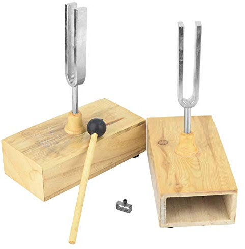 SEAFRONT Stimmgabel mit Resonanzkasten, 440Hz Stimmgabel Virbration Experimental Instrument mit Holz Resonator Box + Knockerd Stimmgabel
