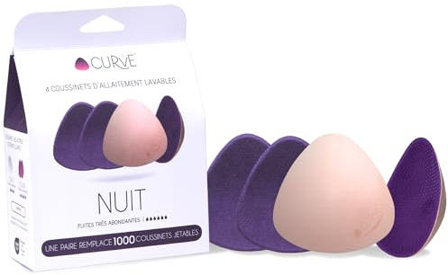 Cache Coeur - Coussinets d’allaitement - 2 paires - Flux très abondant - Ultra absorbant, hypoallergénique, lavable machine et sèche-linge - Protection anti-fuites jour/nuit - CURVE BY CACHECOEUR
