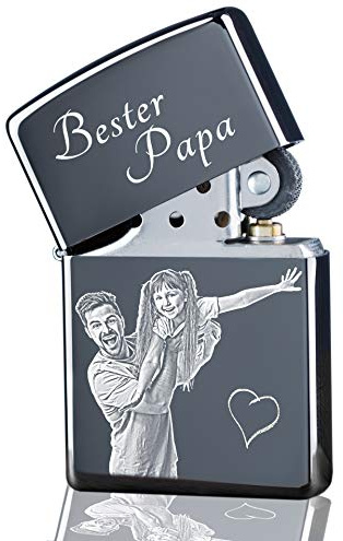 3Dglas original Benzin Feuerzeug mit Fotogravur | graviert zum Vatertag | kompatibel mit Zippo