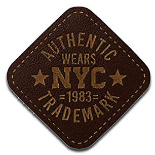 Leder Authentic Wears NYC - Aufnäher, Bügelbild, Aufbügler, Applikationen, Patches, Flicken, zum aufbügeln, Größe: 3 x 3 cm