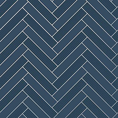 Holden Decor Tiling on a Roll Cerros Tile Navy Silver Wallpaper 89373 - Bathroom