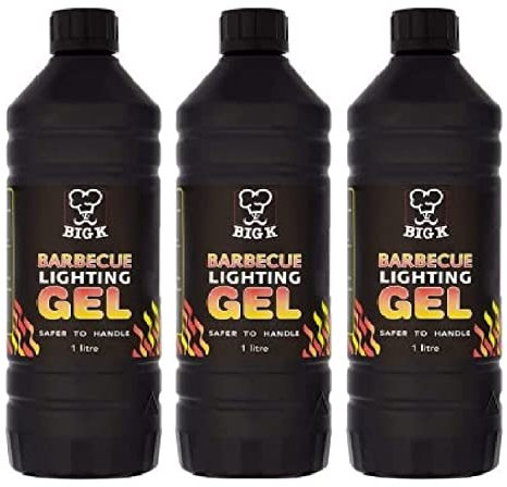 Topline Pack of 3 Big K Barbeque Firelighter Odourless Gel - BBQs, Firepits - Fires & Log Burners - Camping Grill - Bonfire - Ethanol Burners - 1000ml with Unique Card.