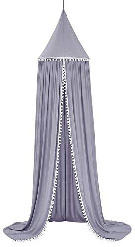 HYGRAD BUILT TO SURVIVE Kids Bed Canopy Round Dome 240cm Canopy for Princess Girls Mosquito Net for Children's Bedroom Nursery Room Decoration Baby Crib (Grey)