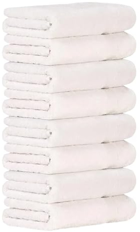 Luckytowel Handtücher Set 50x100 cm – Oeko-TEX Handtuch-Set aus 100% Baumwolle mit 600 g/m² – Frottiertücher mit Aufhängeschlaufe – flauschig & saugstark – Frottee Handtuchset – 8er Pack Weiß