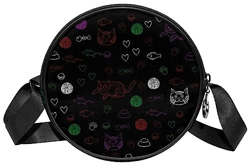 Wangsxing Mini Umhängetasche Damen Katze Fisch Maus Handytasche Kleine Schultertasche Crossbody Tasche Für Mädchen 17.8x17.8cm