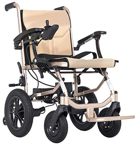 Der zusammenklappbare, elektrisch betriebene Rollstuhl trägt bis zu 200 kg, wiegt 20 kg, hat eine Reichweite von bis zu 12 Meilen mit 2 Batterien und ist von der FDA für Flugreisen zugelassen