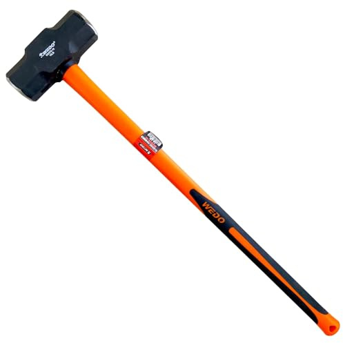 WEDO Sledge Hammer with Fiberglass Shaft, 16lb(7200g) Drilling Club Hammer, Crackhammer, High Carbon Steel, Length 894mm, Shock Resistant, Non-Slip Shaft