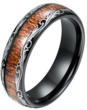 Aotiwe Promise Ring Black, Zeigefinger Ring Vintage Poliertes Holz Schmuck Ringe Wolfram Größe 54 (17.2)