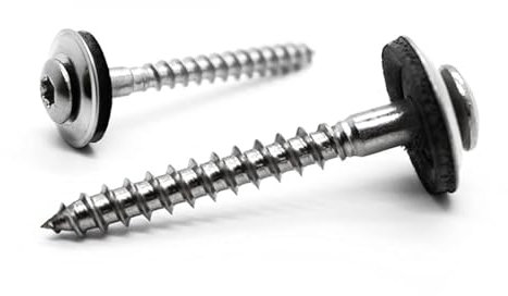 VOOXA 100 Stück Edelstahl A2 SPENGLERSCHRAUBEN 4,5X35 mit 15mm EPDM Dichtscheibe | TX20 Linsenkopf | Für Holz/Metall/Kunststoff o. mit Dübel für Mauer