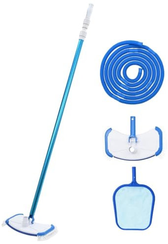 Sufrk Kit di Manutenzione per Piscina 4 pz,Aspirapolvere per Piscina, Kit di Manutenzione della Piscina Portatile con Piscina Skimmer, Palo di Alluminio, Pulitore Subacqueo del Getto di Vuoto, Borsa A