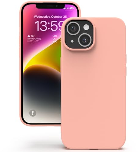 YATWIN Coque pour iPhone 13, Coque TPU Aspect Silicone Liquide avec Doublure, Protection Caméra et Écran 1mm, Fine et Légère, Anti-Rayures, Rose