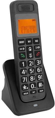 Telefono Cordless con Tasti Grandi e Schermo Retroilluminato per Anziani, Ricevitore con Tasti Grandi e Vivavoce, Composizione Multifunzionale e Facile, Ideale per Casa e (Spina
