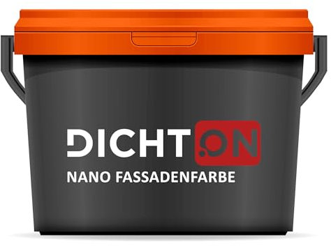 DICHTON Nano Fassadenfarbe 5L Weiss matt - Silikonharz Fassadenschutz Wandfarbe mit Abperleffekt, wasserabweisend, hochdeckend, diffusionsoffen - Beton, Putz, Stein, Klinker - D.67W