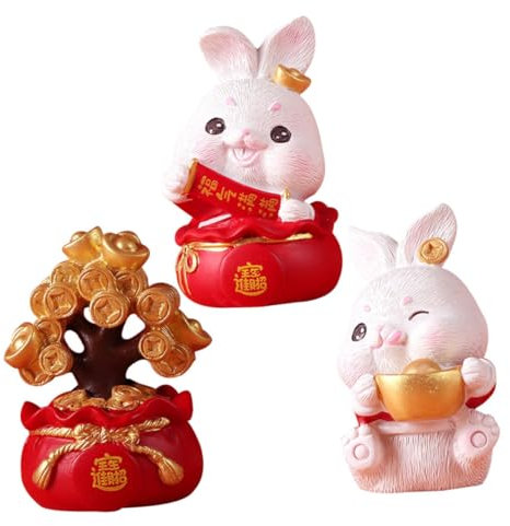 PRETYZOOM Harz Kaninchen Figur Für Dekoration Tisch Geldbaum Ornament Kaninchen Statue Garten Schmuck