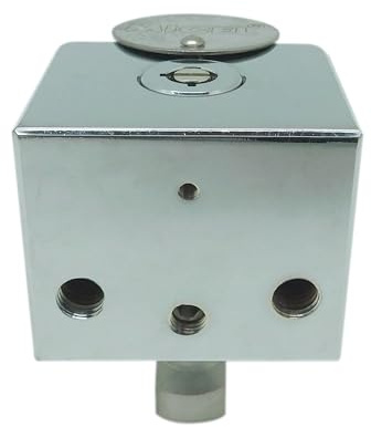 MICEL - 13370 - Candado Cuadrado de Seguridad con Grillete de Acero Inoxidable, Llave Tubular y Cilindro de Latón, ideal para Puertas, Armarios y Contenedores, acabado Cromado Brillo, 50 x 85 x 60 mm