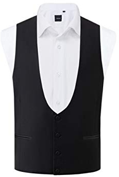 Dobell Mens Black Tuxedo Waistcoat Regular Fit Horseshoe-M (38-40in)