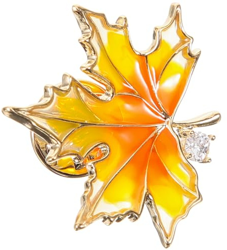 CALLARON Emaille bemalte Brosche Stift Urlaubsbrosche lustig Herbstblatt Blatt Clip Knopf Uni Ahornblatt Kupfer Lapel n für Damen Herbst