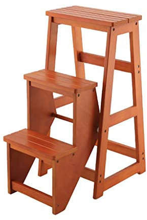 Tabouret échelle Pliable en Bois Massif 3 marches escabeau Multifonction entrée Banc à Chaussures bibliothèque Maison/B