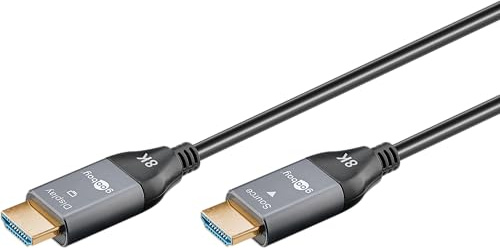 goobay Cavo ottico ibrido HDMI 10 metri – Cavo HDMI 2.1 Ultra High Speed con Ethernet, 8K/60Hz, tecnologia AOC per TV, monitor, PS5, Xbox, alta flessibilità, spina robusta, 76274
