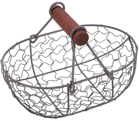 ABOOFAN Creative Retro Egg Storage Basket Metal Kitchen Basket for Fruits Bread and Eggs Versatile Storage for Kitchen Living and Dining Grey Design