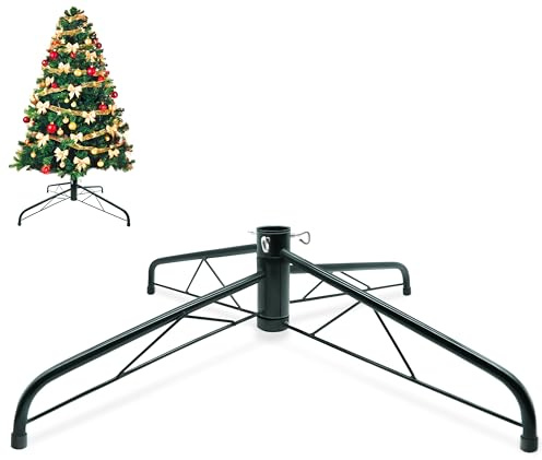 Christmas Tree Stand 60 cm - Folding Tree Stand for Artificial Christmas Trees up to 8ft - Foldable Xmas Tree with 3.2 cm Drill Hole - Green Christmas Tree Holder
