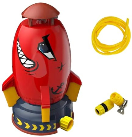 Rocket Water Sprinkler Children's Outdoor Garden Sprinkler 360 Rotation Rocket Sprinkler Lawn Sprinkler for Children, Garden Sprinkler with 3 Metre Water Pipe 18 x 18 x 28.5 cm