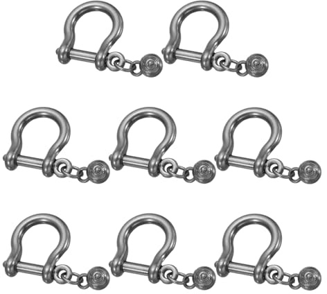 sourcing map Grillo a vite, 9,8 mm, in lega di zinco, anello a D, tipo U, giunto a vite per portachiavi, portachiavi, bracciale, pelle, fai da te, confezione da 8, argento chiaro