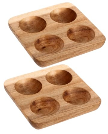 Vassoio Portauova in Legno Marrone 2 Pezzi per Frigorifero | Organizzatore da Cucina, Stile Vintage Rustico Elegante, Manutenzione Semplice e Posizionamento Stabile delle Uova