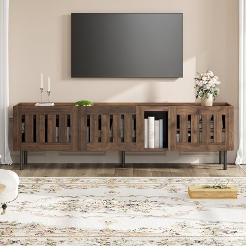 NNJN 160 x 40 x 47 cm, mueble minimalista para TV, soporte de TV de color nogal, armario con diseño calado, tablero de TV adecuado para televisores de 65 pulgadas, tablero de fibra de densidad media