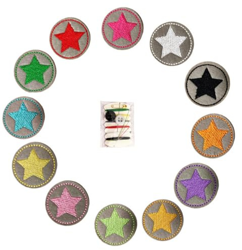 YAZWUR 12 parches autoadhesivos para reparación de ropa, parches termoadhesivos para ropa, con diseño de estrellas coloridas, para coser o planchar (Multicolor)