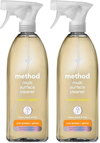 Method All Purpose Cleaner Spray, Cuts Grease and Grime, Surface Cleaner, Cream Custard Scent, Pack of 2, 1 x 828ml