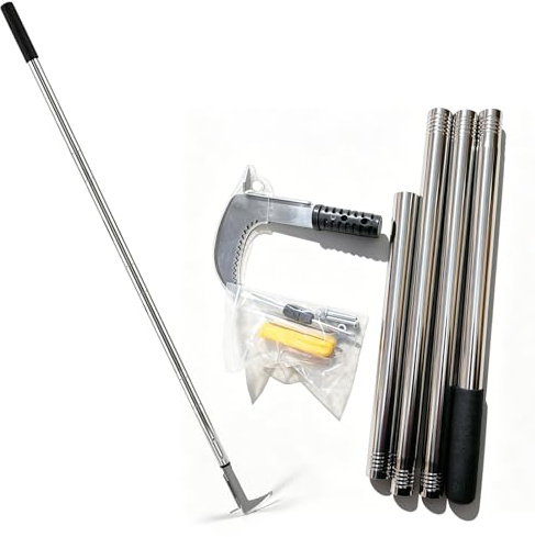Fogskrapa ogräs, ogrässkärare med justerbart långt handtag 140 cm, grässskrapa med tandad kant, ergonomisk ogräsborttagare, trädgårdsverktyg för ogräsning utan att böja ner för terrass, trottoar
