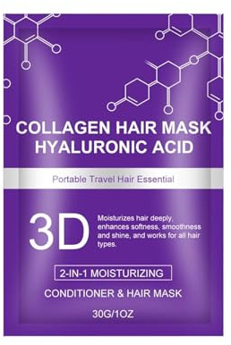 Máscara capilar de colágeno 3D, mascarilla para el cabello morado, acondicionador profundo con ácido hialurónico, suaviza el encrespamiento, repara rizos dañados, deja el cabello suave, sedoso y