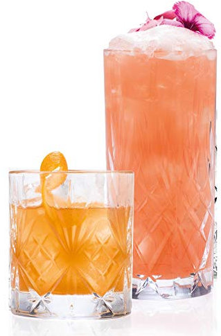 RCR Crystal Melodia Luxion 360 ml Tumbler & 230 ml High Ball Glasses, Cocktail, Short Whiskey Glasses, Made in Italy, Dishwasher Safe, for Newlyweds & New Homeowners, 12-Piece Set