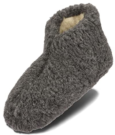 BeComfy Warme Hausschuhe Damen Herren Hüttenschuhe aus Schafwolle (Graphite, EU Schuhgrößensystem, Erwachsene, Numerisch, M, 40)