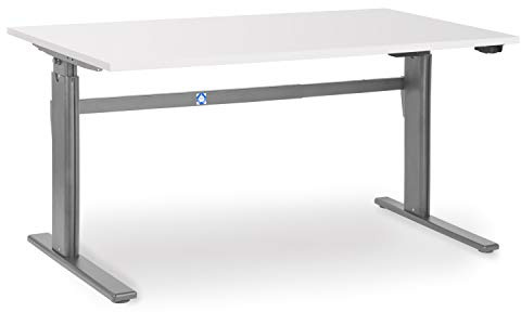 goodsforbusiness GmbH Elektrisch höhenverstellbarer Schreibtisch 160 x 80 cm Weiß, höhenverstellbar von 700-1.170 mm, Arbeitstisch Produktionstisch Bürotisch eigene Fertigung, hochwertige Qualität