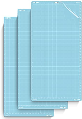 Nicapa Matta LightGrip 30 x 60 cm skärmatta för Cricut Maker 3/Maker/Explore 3/Air 2/Air/One (3 st) blå skärmattor ersättningstillbehör