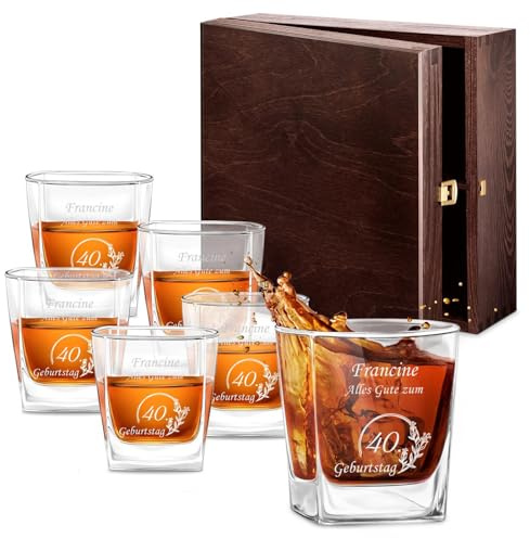 Maverton Whisky Gläser Set mit Gravur - 300 ml - Whiskey Gläser - personalisiert - Geschenk zum Geburtstag für Männer - Alles Gute!