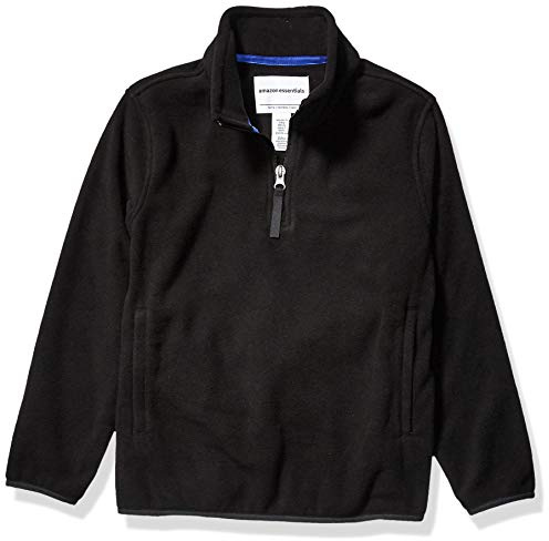 Amazon Essentials Jungen Fleecejacke mit Viertelreißverschluss, Schwarz, 4 Jahre