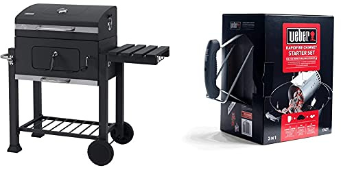 Tepro 1164 Toronto Click 2019 Barbecue A Carbone, Acciaio Inox, Antracite & Weber 17631 - Kit Ciminiera Di Accensione + 2 Kg Di Bricchetti + 3 Cubetti Accensione