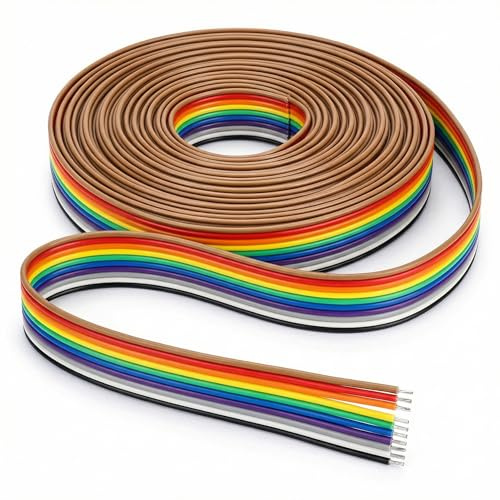 QWORK® Platt bandkabel, jumper kabel breadboard kabel 10 stift 1,27 mm rutmått för 2,54 mm stiftlister, kontakter, 6 m